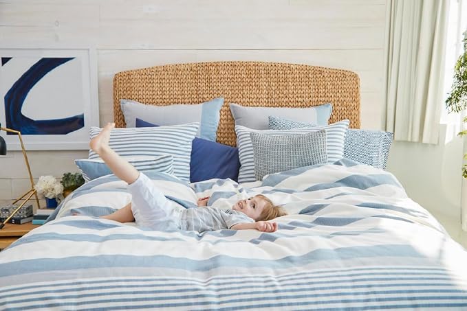 Nautica - Twin Duvet Cover Set, Cotton Reversible Bedding with Matching Sham, Mediterranean Inspired Bedding Set for All Seasons (Fairwater Blue, Twin) (Pack of 2)