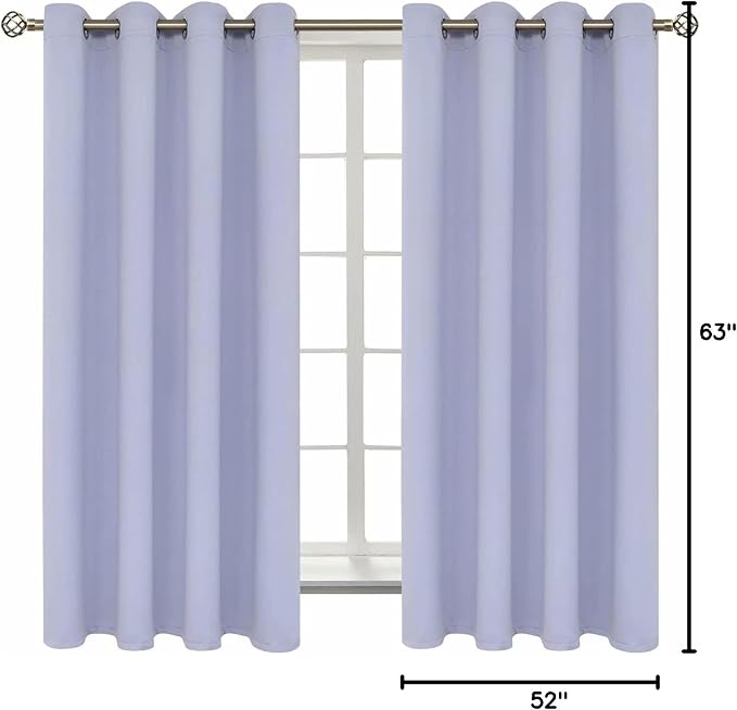BGment Lavander Room Darkening Curtains 63 Inch for Bedroom - 2 Panels | Grommet Top, Light-Blocking, Sunblock, Thermal Insulated, Window Drapes for Kids Boys Room, 52x63 Inch