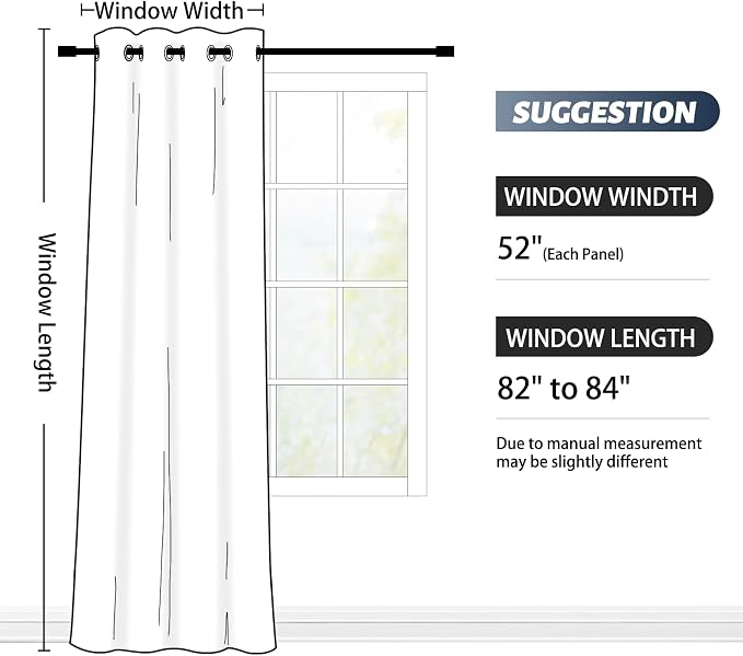 SimpleHome Blue to White Ombre Room Darkening Curtains 84 inches,1 Panel | Curtains for Bedroom,Thermal Insulated Grommet Gradient Drape,Light Blocking Window Curtain for Living Room,1 Panel,52Wx84L