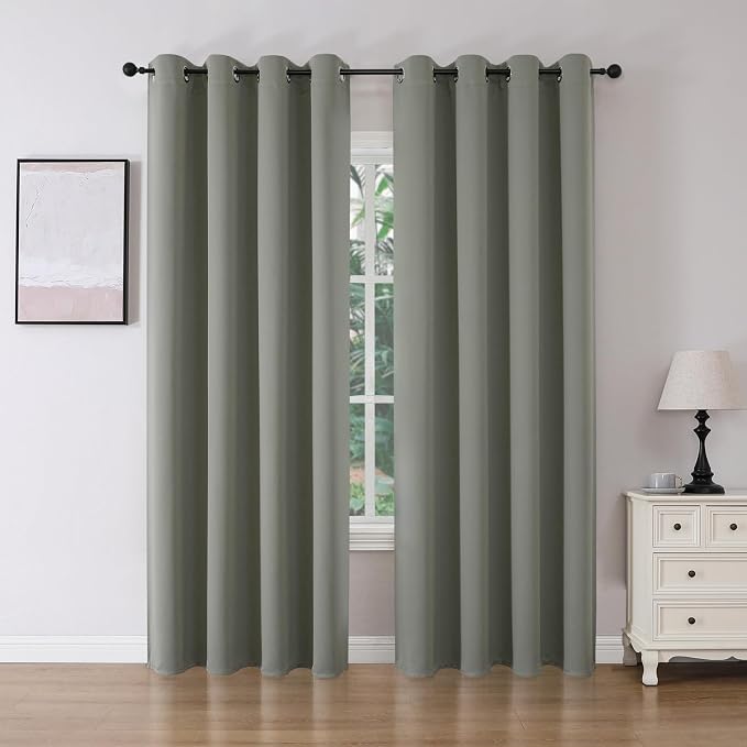 Joydeco Blackout Curtains 84 Inch Length 2 Panels Set, Thermal Insulated Long Curtains& Drapes 2 Burg, Room Darkening Grommet Drapes for Bedroom Living Room Window (Sage Green, W52 x L84 Inch)