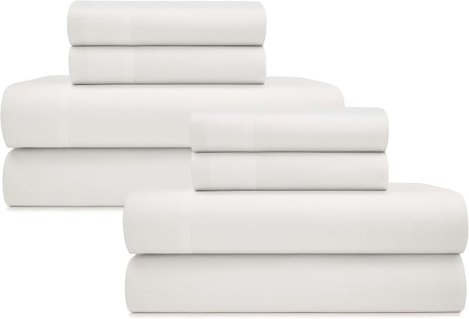 California Design Den 2 Pack Organic Cotton Full Bed Sheets Set, True Ivory | GOTS Certified, Lightweight Crisp & Airy Percale For Hot Sleepers, 15" Deep Pocket, All-around Elastic, Easy Care