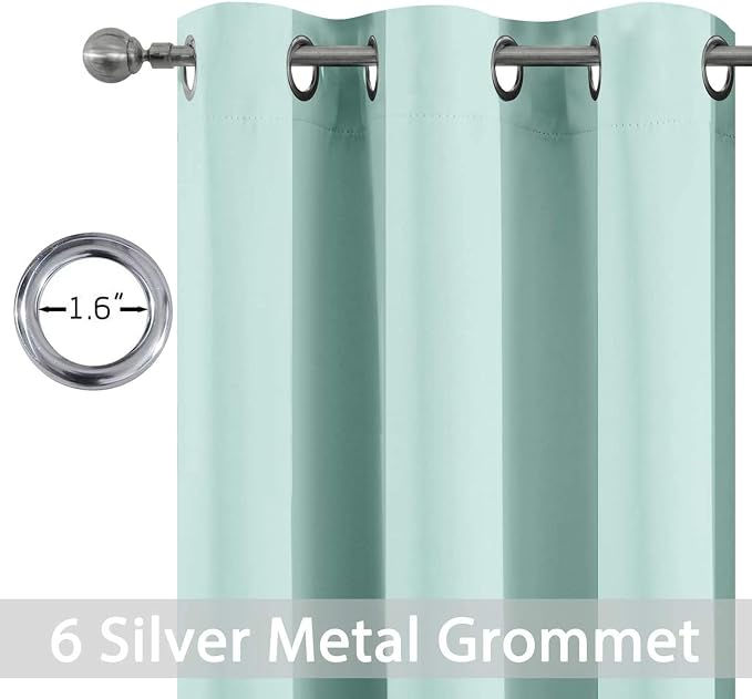 Yakamok Room Darkening Curtains 42x84 inch Length Aqua-Living Room | 2 panels,grommet blackout window treatment,thermal insulated,light blocking drapes,privacy protection,bedroom dining room