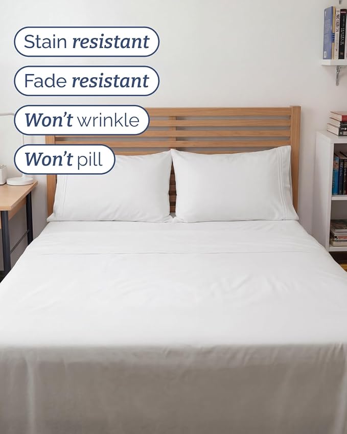 Full XL Sheets - 4 Piece Full XL Sheet Set - Soft & Cooling - Antique White | Hotel Luxury Bedding for Women & Men with Deep Pockets, Ultra-Soft, Comfy, Easy-Fit, Wrinkle Free & Fade Resistant, Oeko-Tex