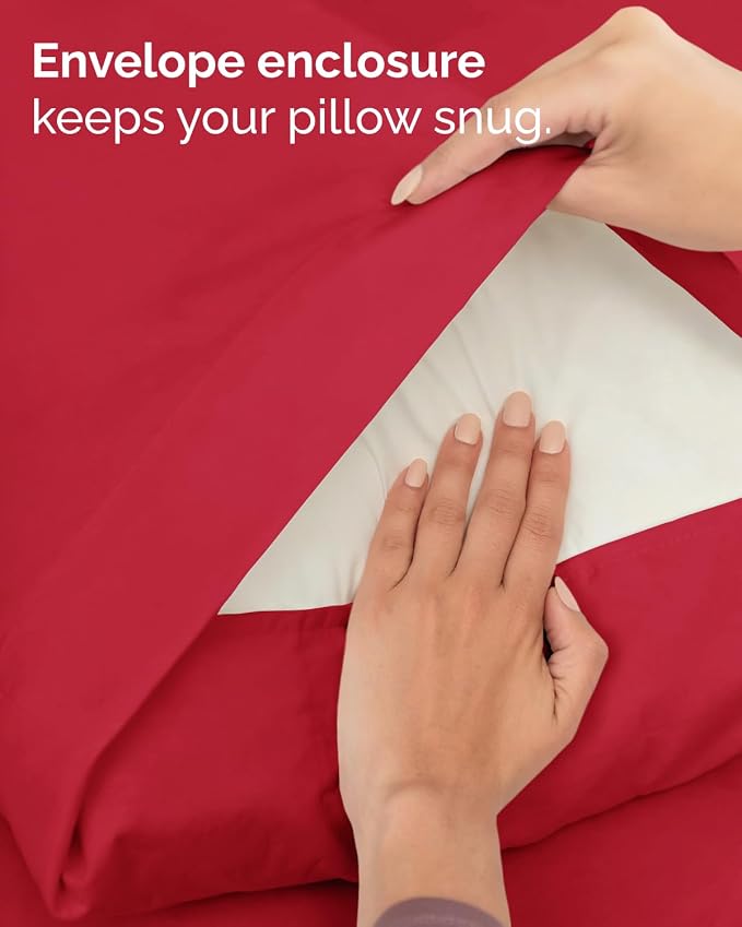 Twin XL 4 Piece Sheet Set - College Dorm Room Essentials - Red | Ultra Soft Dorm Bedding Set, 8" to 16" Inch Deep Pockets, 1 Flat & 1 Fitted Sheet & 2 Pillowcases, Wrinkle & Fade Free