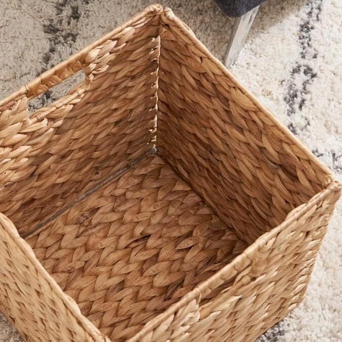 M4DECOR 12 x 12in Water Hyacinth Storage Baskets, Wicker Storage Baskets for Shelves, Woven Baskets for Storage, Wicker Storage Basket for Bedroom, Living Room, Nursery Room (Natural 6 Packs 12x12in)