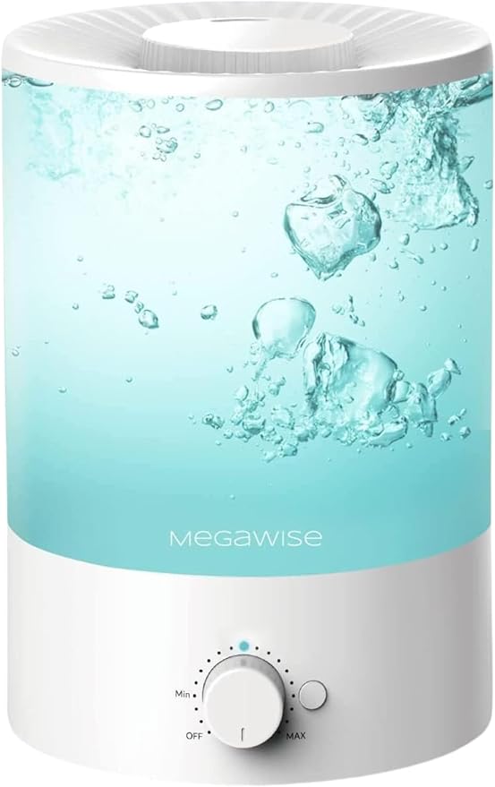 MEGAWISE 3.5L Cool Mist Humidifier – Ultra-Quiet Ultrasonic Vaporizer with Top-Fill Design, Essential Oil Diffuser, 7-Color Night Light & Auto Shut-Off