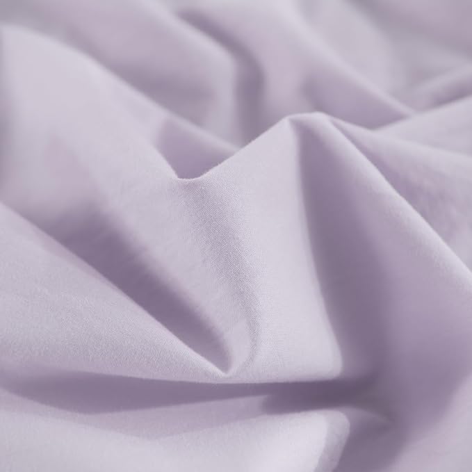 NEXHOME PRO Full Duvet Cover Set, 100% Washed Cotton with Linen-Like Texture, Natural Organic, Breathable & Comfortable, Includes Home Bedding Set Lilac (No Comforter) 80"x90"
