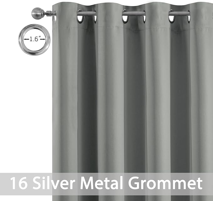 Yakamok Dove Grey Room Darkening Curtains 96 inch Sliding Door Drapes | 1 Extra-wide Panel,W100xL96,Soft Triple-weave,Grommet,Blackout Thermal Insulated Drapes,Privacy,Light Reduction,Patio doors