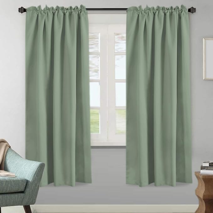 H.VERSAILTEX Blackout Curtains Thermal Insulated Window Treatment Panels Room Darkening Blackout Drapes for Living Room Back Tab/Rod Pocket Bedroom Draperies (2 Panels, Cyan, 52 x 72 Inch)