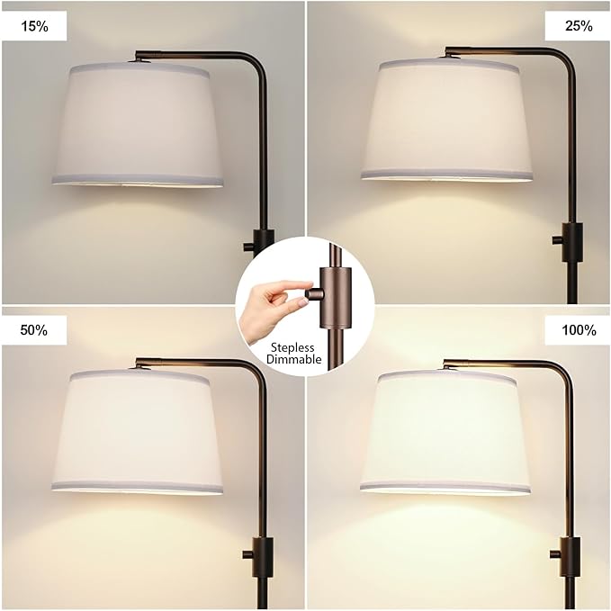 Nintiue [Upgraded] Dimmable Floor Lamp, 1000 Lumens LED Edison Bulb Included, Modern Arc Standing Tall Brown Floor Lamp for Living Room Bedroom Office Dining Room
