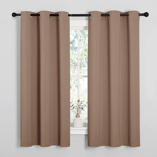 NICETOWN Cappuccino Blackout Curtains for Bedroom 42" w x 63" L 2 Panels | Window Treatment Thermal Insulated Solid Grommet Blackout Curtains Drapes for Window Room Darkening Noise Reducing Home Decor