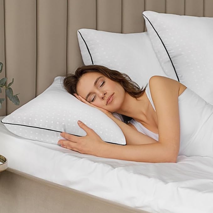 King Size Bed Pillows for Sleeping 4 Pack,Luxury Hotel Pillows,Comfortable and Supportive,Machine Washable,Suitable for Stomach,Back and Side Sleepers.