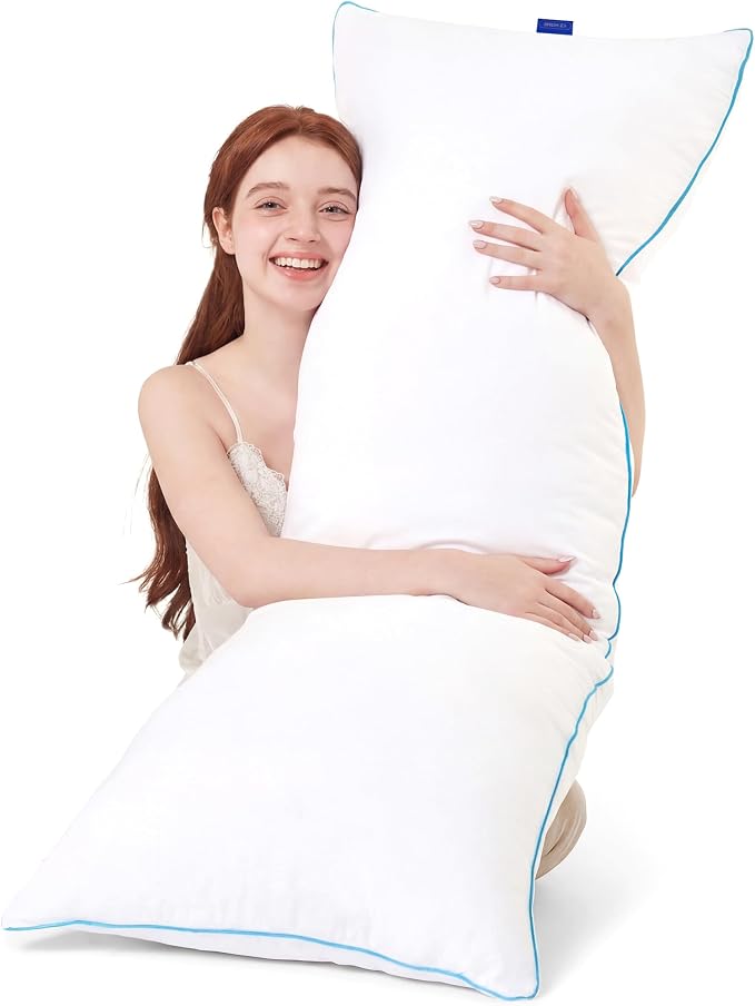 YZ HOME Full Body Pillow Insert -Large Long Bed Pillow for Side Sleeper | Full Body Pillow for Adults, Adjustable Height, Long Sleeping Breathable Bed Pillow-(White,20x54'')
