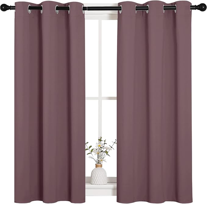 NICETOWN Bedroom Curtain Panels Blackout Draperies, Dry Rose, 1 Pair, 34 by 45-inch, Thermal Insulated Solid Grommet Blackout Curtains/Drapes | Blackout Draperies, Thermal Insulated Solid Grommet Blackout Curtains/Drapes