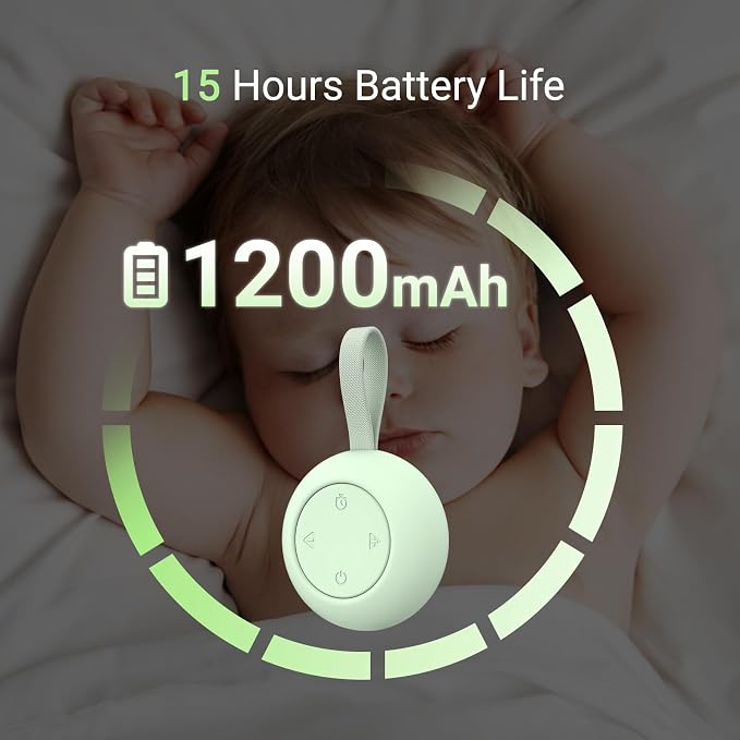 Portable Baby Sound Machine & Essentials for Babies & Kids-Mint | White Noise Machine[Timer Function][20 Soothing Sounds][15 Hours Battery Life]Travel,Registry,Gifts,Clips on Baby Stroller