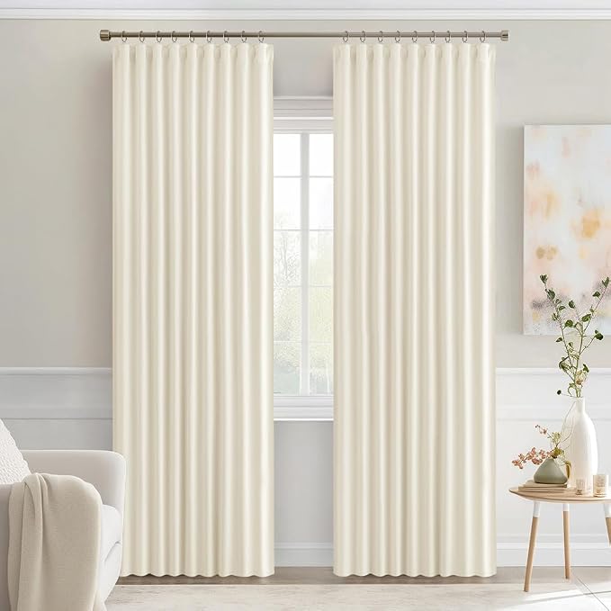 MIULEE Birch Back Tab Blackout Curtains 52x72 Inches Long 2 Panels Set | Rod Pocket Pinch Pleated, Thermal Insulated, Room Darkening, Light Blocking, Privacy Curtains for Living Room Bedroom