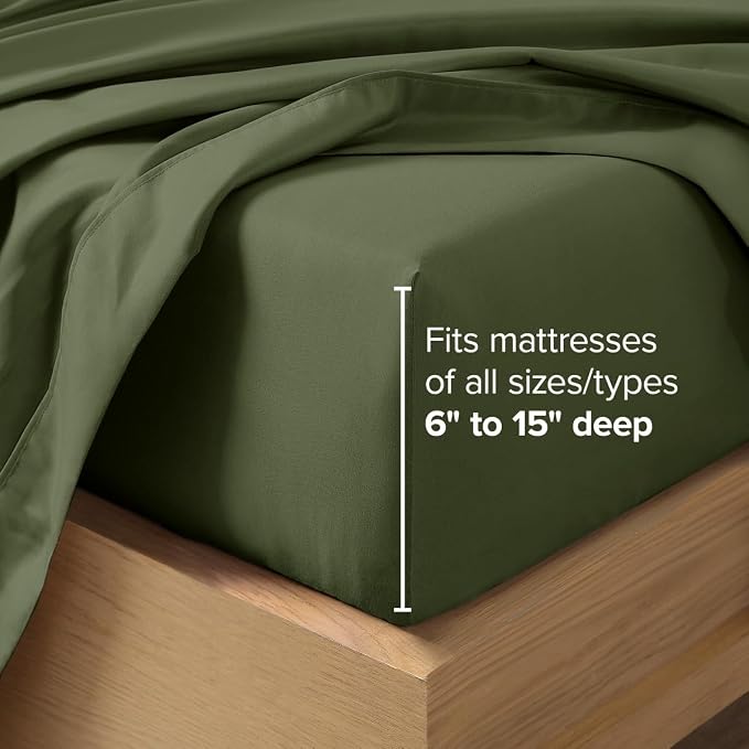Bare Home Twin XL Sheet Set - 1800 Ultra-Soft (Twin XL, Cypress) | Deep Pockets 6 to 15 Inches, Breathable, Hypoallergenic, Hotel Luxury, Easy Fit, Soft, All-Season