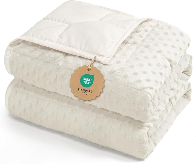20lbs Weighted Blanket for Adults, 60"x80" Queen Size Heavy Blankets | Soft Raised Minky Dot Texture, Reversible Cooling & Cozy for All Seasons, 7-Layer Design for Even Weight, Machine Washable