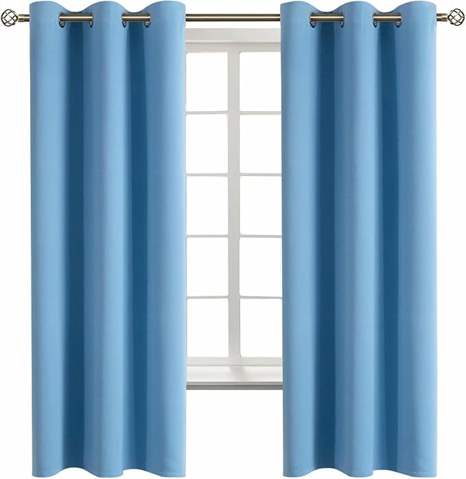 BGment Sky Blue Room Darkening Curtains 63 Inch for Bedroom - 2 Panels | Grommet Top, Light-Blocking, Sunblock, Thermal Insulated, Window Drapes for Kids Boys Room, 42x63 Inch