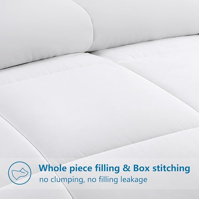 EASELAND California King Down Alternative Comforter, White, 96x104 | Quilted Duvet Insert for All Seasons, Soft Lightweight Bedding with Corner Tabs, Breathable Machine Washable Hotel Quality