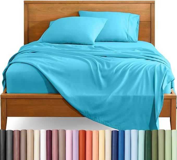 Bare Home Full Sheet Set - 1800 Ultra-Soft (Full, Aqua) | Deep Pockets 6 to 15 Inches, Breathable, Hypoallergenic, Hotel Luxury, Easy Fit, Soft, All-Season