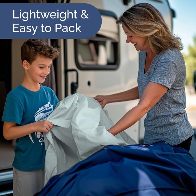Short Queen Size 4 Piece Bed Sheet Set - RV Short Queen Sheets - Ice Blue | Ultra-Soft, Breathable & Cooling Bed Sheets Set with Deep Pockets, Hotel Luxury Bedding for Women & Men, Wrinkle & Fade Free