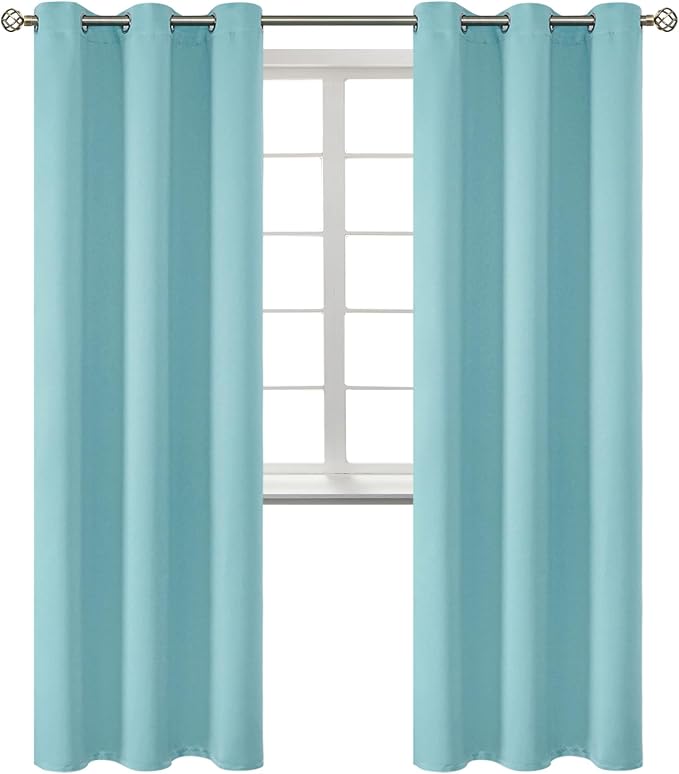 BGment Baby Blue Blackout Curtains for Living Room 84 Inch Long - 2 Panels | Grommet Top, Black Out, Room Darkening, Sunblock, Thermal Insulated, Window Drapes for Bedroom, 46x84 Inch