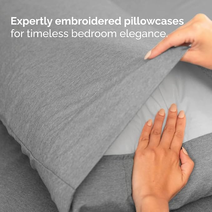Flex Top Split Head King 4 Piece Sheet Set - Ultra-Soft - Heathered Grey | Cooling Bed Sheets Set, Hotel Luxury Bedding for Women & Men with Deep Pockets, Wrinkle Free & Fade Resistant, Oeko-Tex