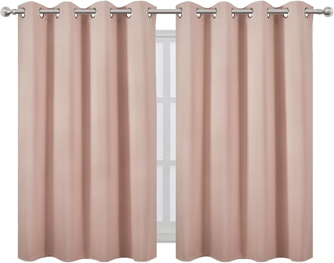 Blush Thermal Blackout Curtains/52 x 45 Inch/Set of 2 Panels Room Darkening Curtains