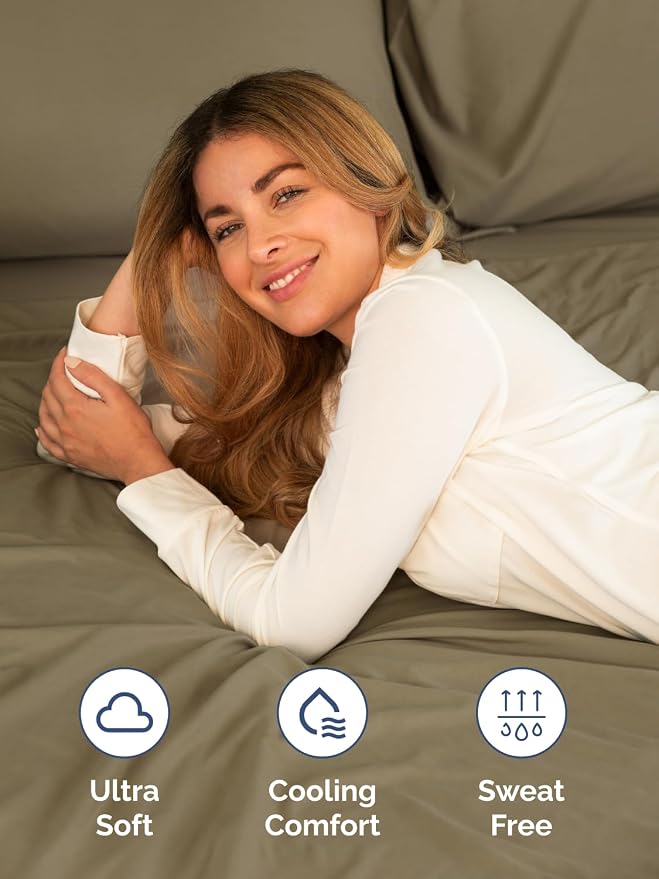 Extra Deep King Sheet Set - 4 Piece Breathable & Cooling Bed Sheets - Khaki | Easily Fits 18 to 24 inch Mattress - Ultra Soft, Wrinkle & Fade Free with Extra Deep Pockets - Comfy Hotel Luxury Bedding