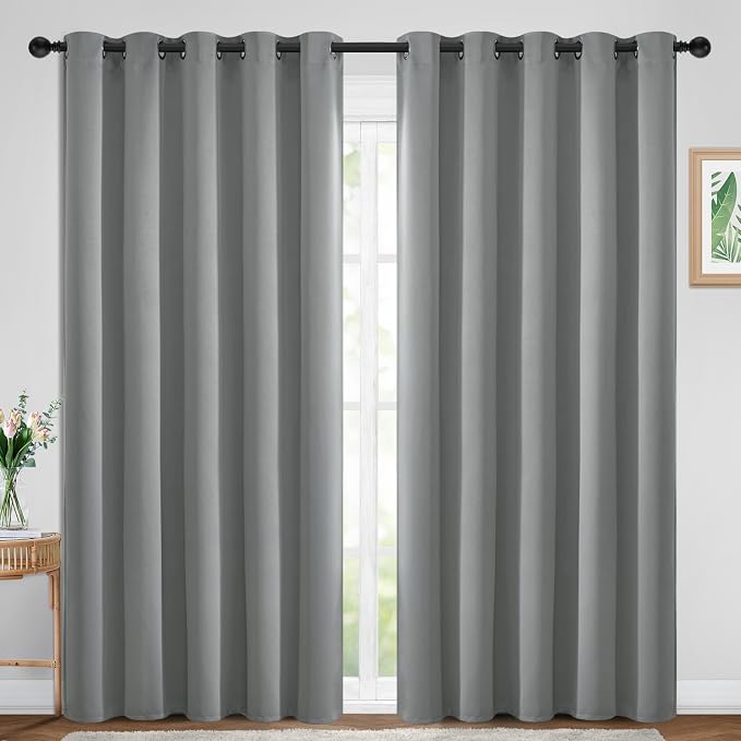 Yakamok Room Darkening Curtains 70x84 inch Length Dove Grey-Living Room | 2 panels,grommet blackout window treatment,thermal insulated,light blocking drapes,privacy protection,bedroom dining room