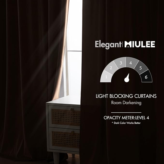 MIULEE Blush Beige Velvet Curtains 52x90 inches Luxury Blackout Curtains | Thermal Insulated, Super Soft Window Drapes for Bedroom Living Room, Rod Pocket & Back Tab