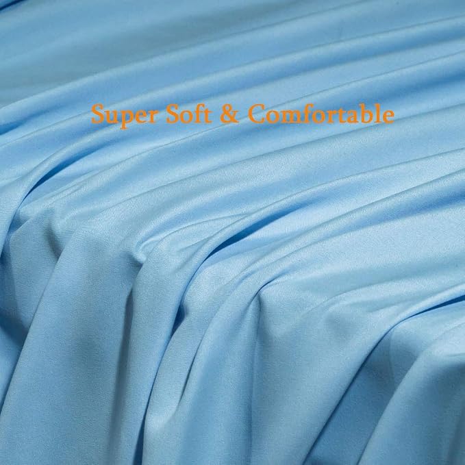 SONORO KATE Bed Sheet Set Super Soft Microfiber 1800 Series Luxury Egyptian Sheets Fit 18-24 Inch Deep Pocket Mattress Wrinkle-6 Piece (Lake Blue, Full)