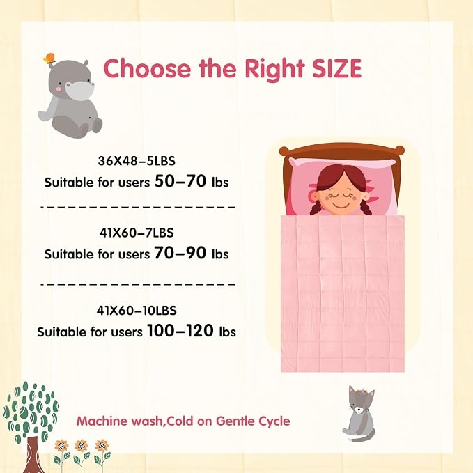 yescool Weighted Blanket (10 lbs, 41" x 60", Pink & Grey) Cooling Heavy Blanket, Perfect for 90-110 lbs, Breathable Throw Blanket Gifts with Premium Glass Bead, Machine Washable