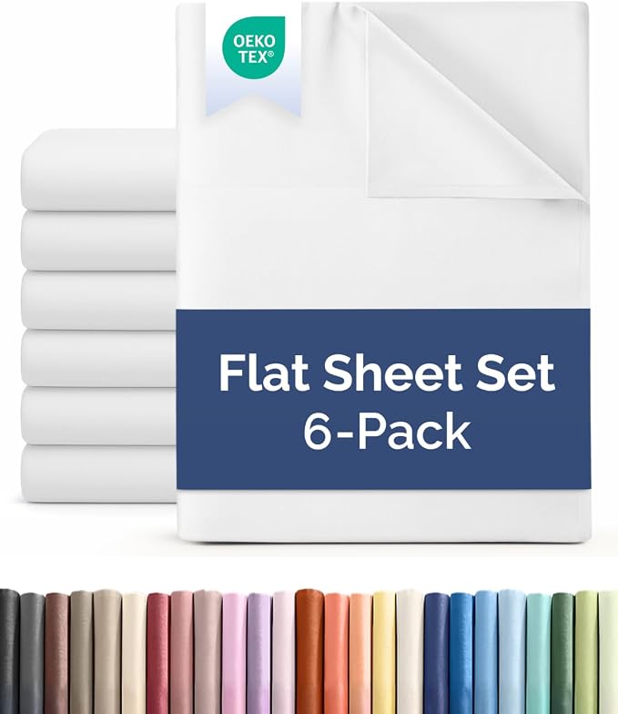 King Flat Sheet - Single Top Flat Sheet Only - Breathable & Cooling - White | Hotel Luxury Top Flat Sheet Only, Ultra-Soft, Breathable & Cooling, Fade & Wrinkle Free, Easy-Care, Stain & Shrink Resistant