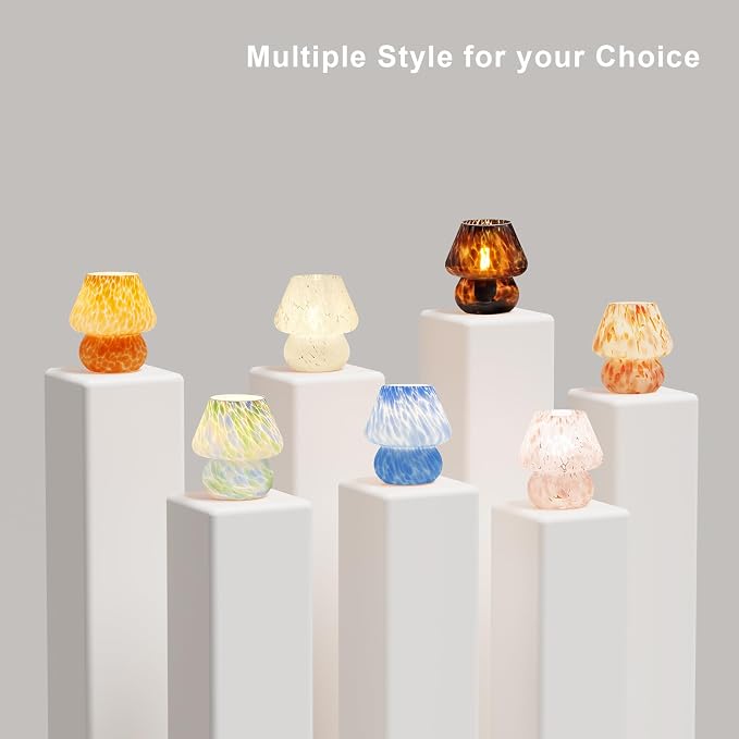 Mushroom Lamp Small Lamp Table Lamp for Bedroom, Desk Bedside Lamps for Living Room,Mushroom Decor Cute Mini Modern Mid Century Lamps for Night Stands,Aesthetic Home Deco (Flame Amber)