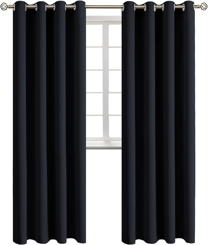 BGment Blackout Curtains - Grommet Thermal Insulated Room Darkening Bedroom and Living Room Curtains, Set of 2 Panels (52 x 108 Inch, Black) | Grommet Top, Black Out, Extra Long, Room Darkening, Sunblock, Thermal Insulated, Window Drapes for Bedroom, 5...