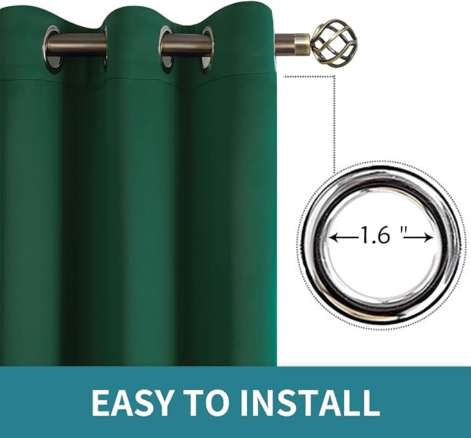 BGment Emerald Green Blackout Curtains for Living Room 84 Inch - 2 Panels | Grommet Top, Black Out, Room Darkening, Sunblock, Thermal Insulated, Window Drapes for Bedroom, 38x84 Inch
