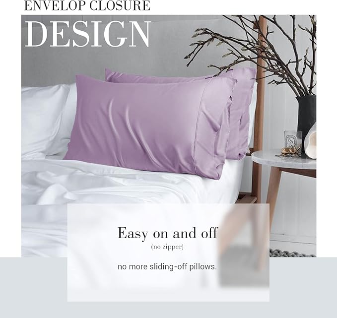 WishSmile Light Purple Cooling Pillowcases,2 Pack,20x36 inches