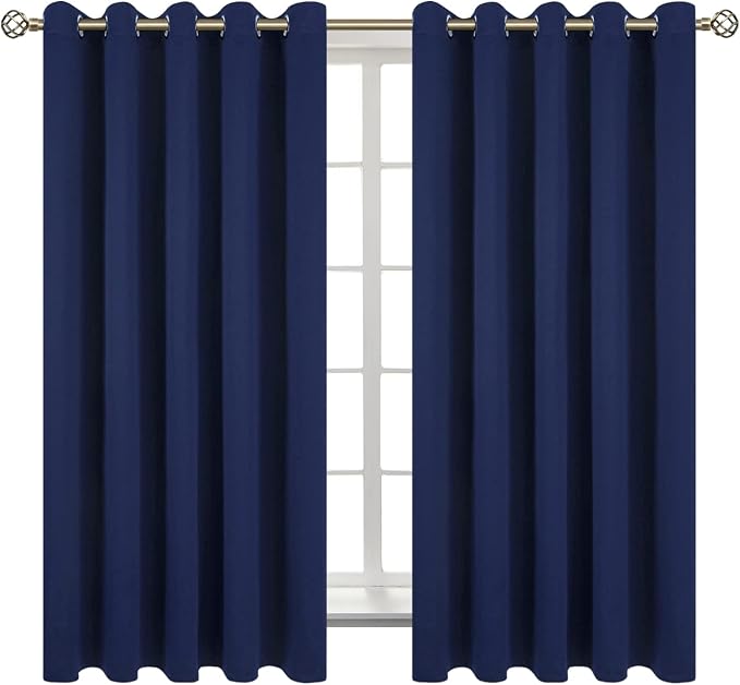BGment Navy Blue Blackout Curtains for Bedroom 63 Inch Long - 2 Panels | Grommet Top, Black Out, Room Darkening, Sunblock, Thermal Insulated, Window Drapes for Kids Boys Room, 70x63 Inch