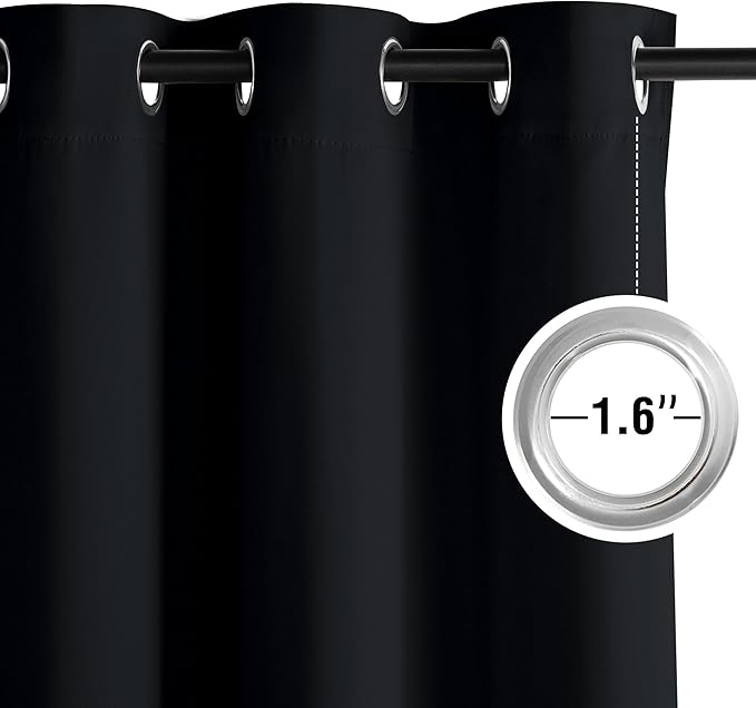 NICETOWN 100% Black Out Curtains 45 Inches Long 2 Panels for Living Room, Bedroom, Office Thermal Insulated Blackout Drapes Solid Grommet Noise Reducing Window Curtains, W40