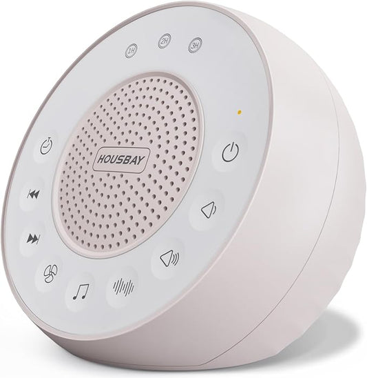 HOUSBAY Sound Machine White Noise for Sleeping, Pink | 31 Soothing Sounds, 5W Loud Stereo Sound, Auto-Off Timer, Adjustable Volume, Small Sleep Machine for Noise Canceling