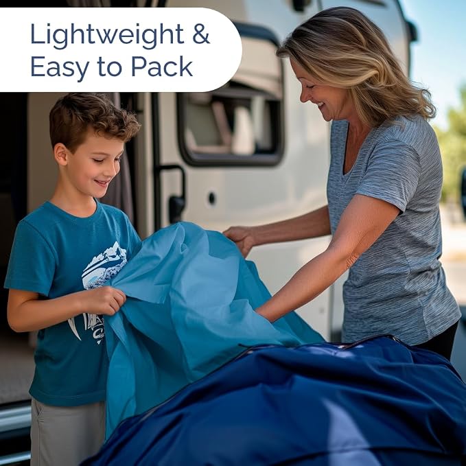 Short Queen Size 4 Piece Bed Sheet Set - RV Short Queen Sheets - Denim Blue | Ultra-Soft, Breathable & Cooling Bed Sheets Set with Deep Pockets, Hotel Luxury Bedding for Women & Men, Wrinkle & Fade Free