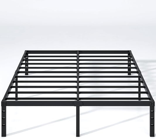 NEW JETO Metal Bed Frame,Queen Size Bed Frame with Storage Space,18 Inch | Heavy Duty Sturdy Mattress Foundation,Easy Assembly,No Box Spring Needed, Black