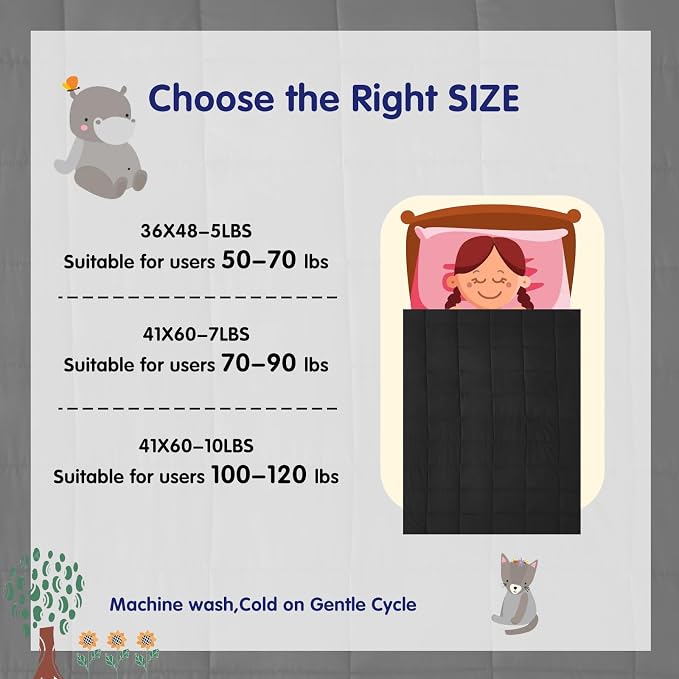 yescool Weighted Blanket (10 lbs, 41" x 60", Black) Cooling Heavy Blanket, Perfect for 90-110 lbs, Breathable Throw Blanket Gifts with Premium Glass Bead, Machine Washable