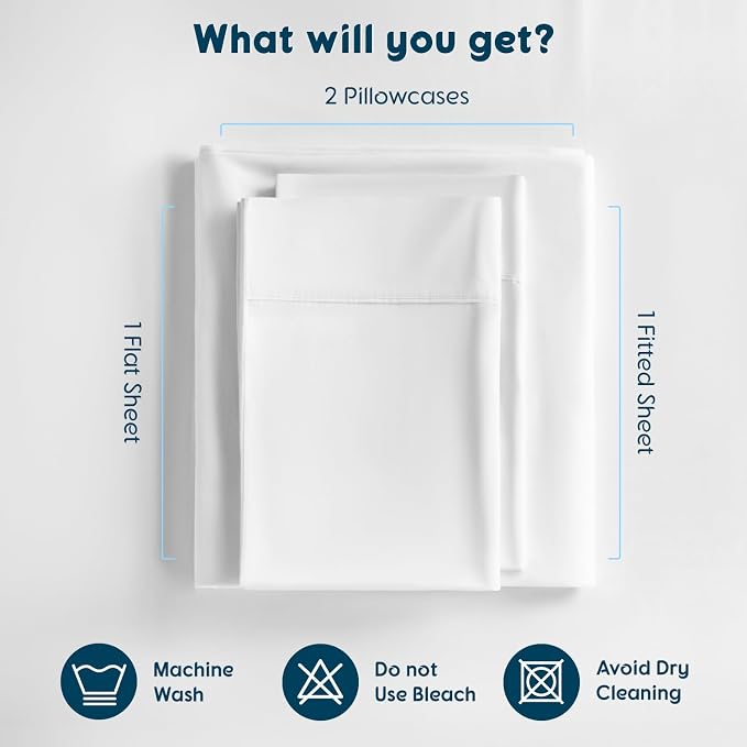 SONORO KATE 1000 Series 100% Egyptian Cotton Cal King Sheet Set,4 Pieces | Soft,Breathable Long Staple,Sateen Weave,Luxury 5-Star Hotel Bed Sheets,16" Deep Pocket,White