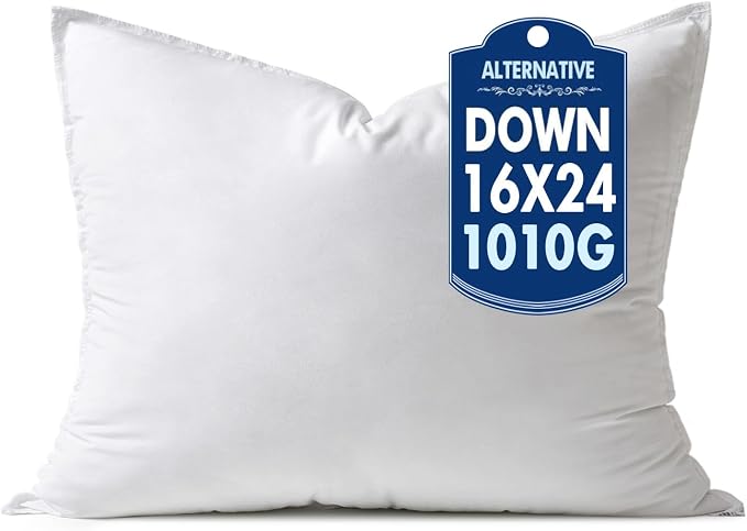 MIULEE 16x24 Inch Synthetic Down Alternative Pillow Insert | Decorative Throw Pillow 16 x 24 Inch Body Bed Sleeping Ultra Soft Fluffy Form for Sofa Couch Bed