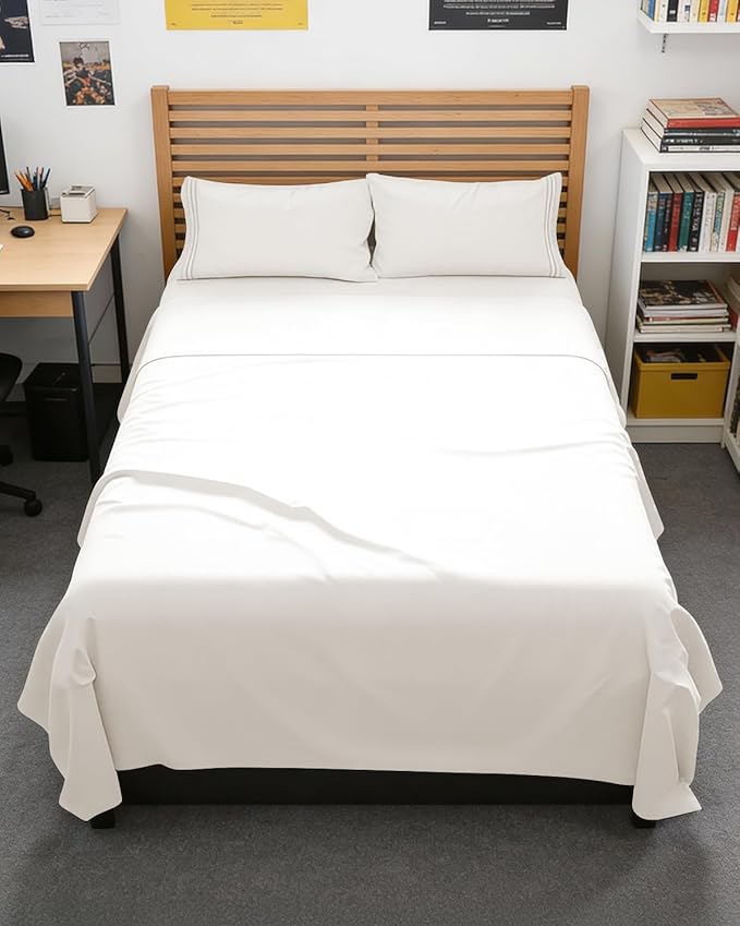 Full XL Sheets - 4 Piece Full XL Sheet Set - Soft & Cooling - Antique White | Hotel Luxury Bedding for Women & Men with Deep Pockets, Ultra-Soft, Comfy, Easy-Fit, Wrinkle Free & Fade Resistant, Oeko-Tex