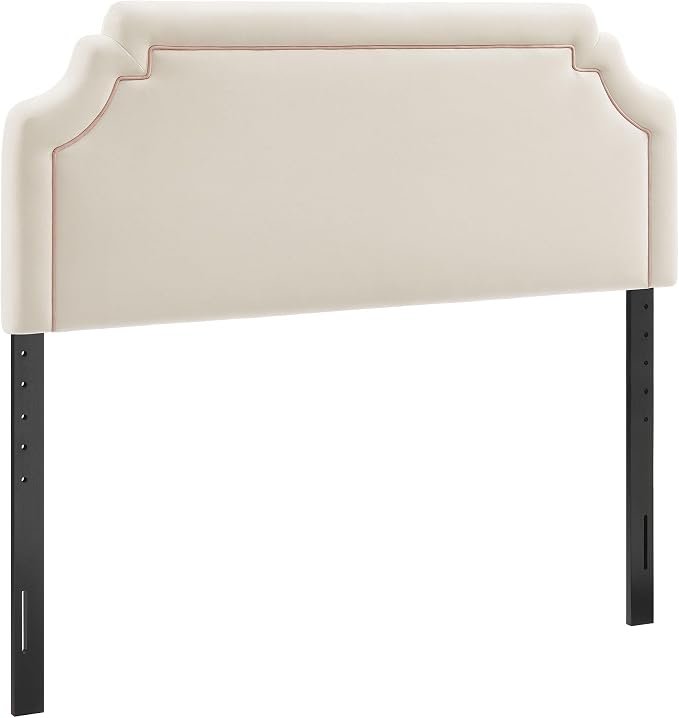Modway Magnolia King Size Stain-Resistant Performance Velvet Headboard in Alabaster Pink - Padded Cushioned Headboard with Adjustable Mounting Positions