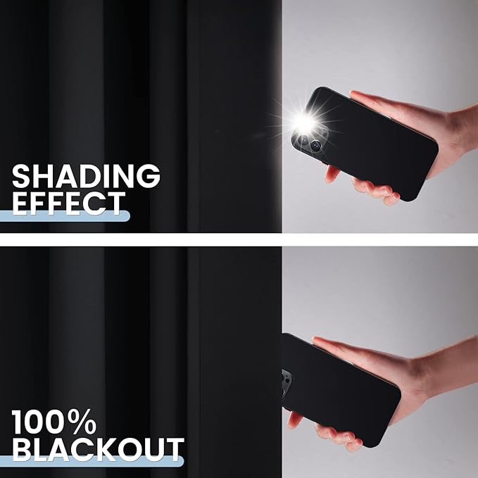 SimpleHome Black 100% Blackout Curtains Room Darkening Living Room 84 Inch | Curtains for Bedroom,Thermal Insulated Grommet Window Drapes,Curtains for Living Room with Black Back,62 x 84 Inch,2 Panels